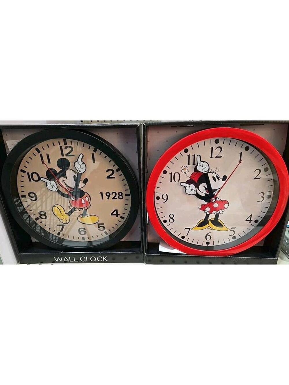 Disney Mickey Mouse & Minnie Mouse  Wall Analog Display 10” Clock Set NIB